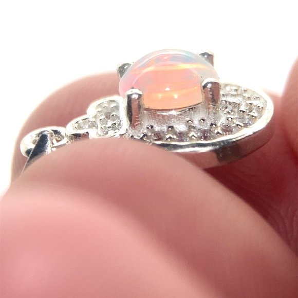 White Precious Opal 1.12ct Platinum Finish Solid 925 Sterling Silver Pendant - Picture 4 of 6